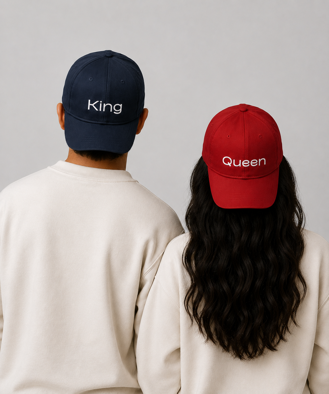 King & Queen – Embroidered Couple Caps Set of 2