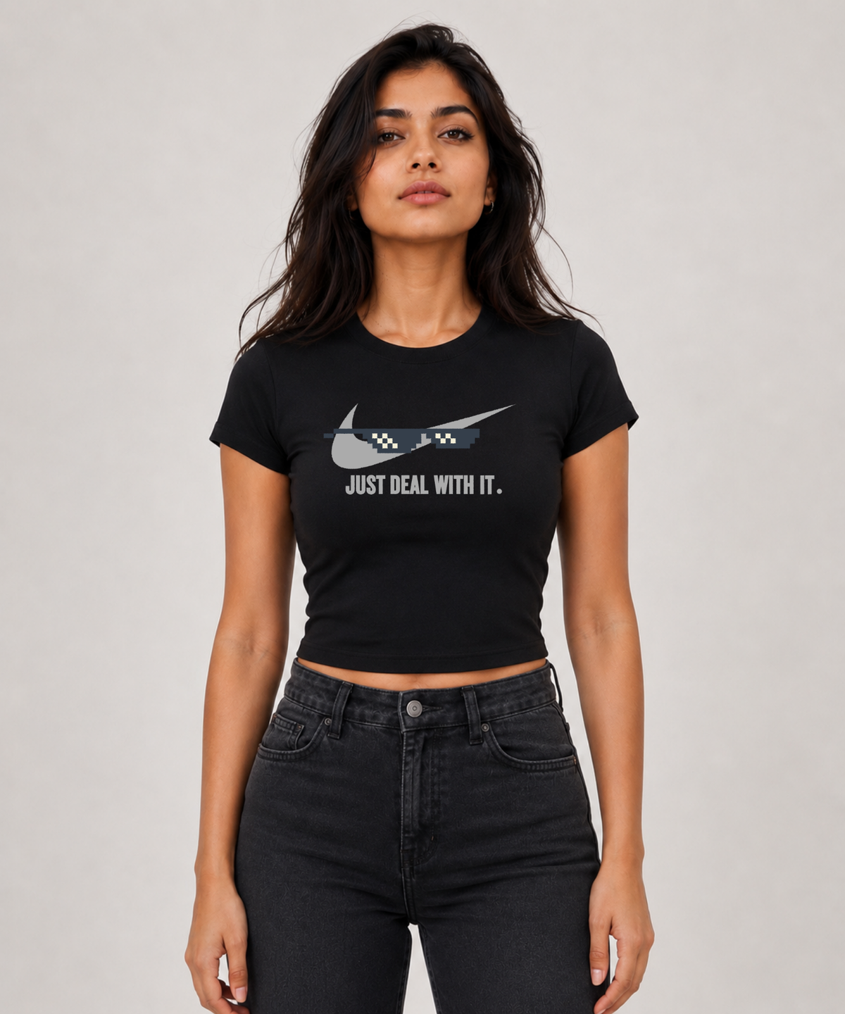 Just Deal With It — Baby Tee Fitted Crop