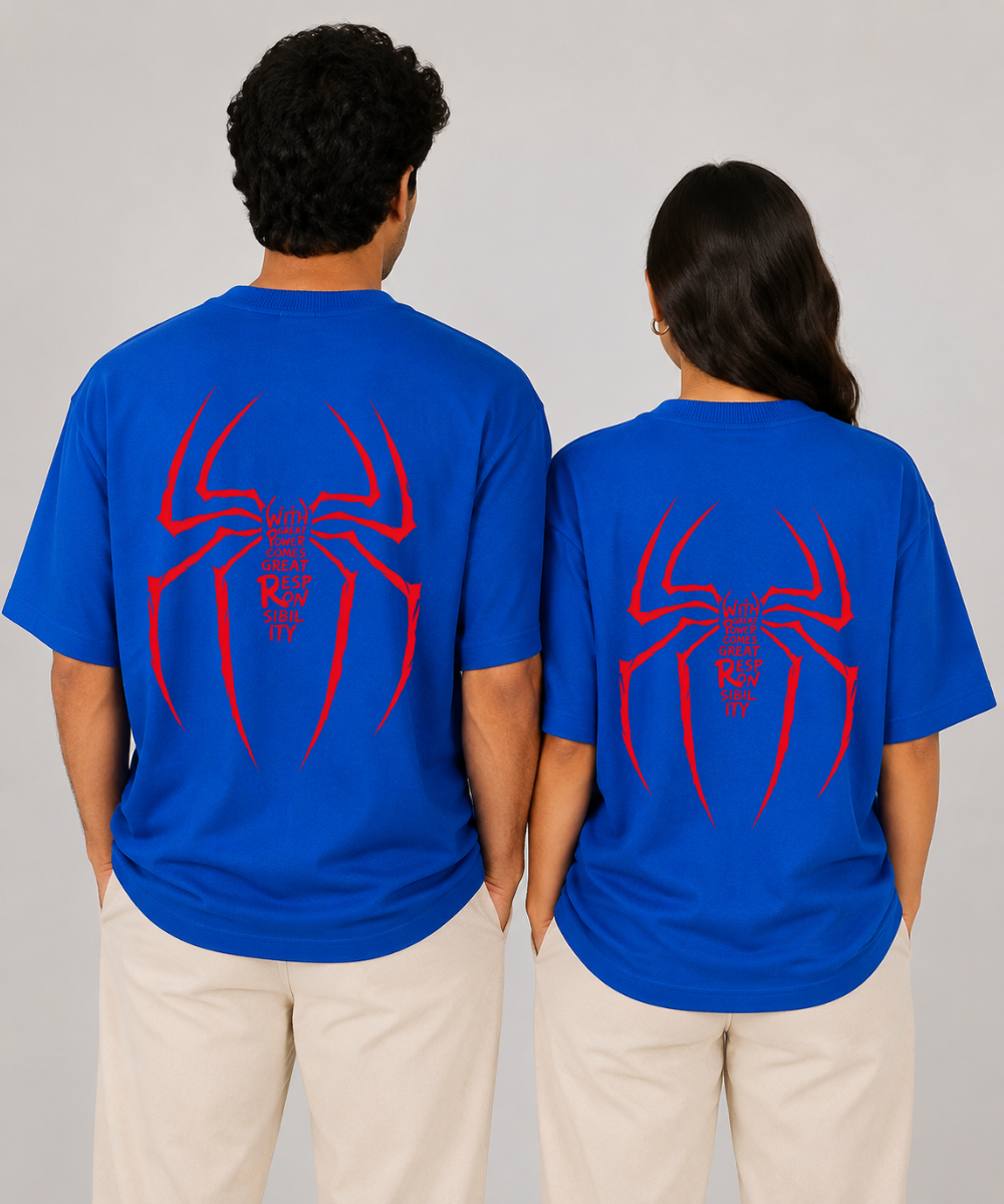 Great Power, Great Responsibility Spider Man– Couple Oversized Fit T-shirts (Set of 2)