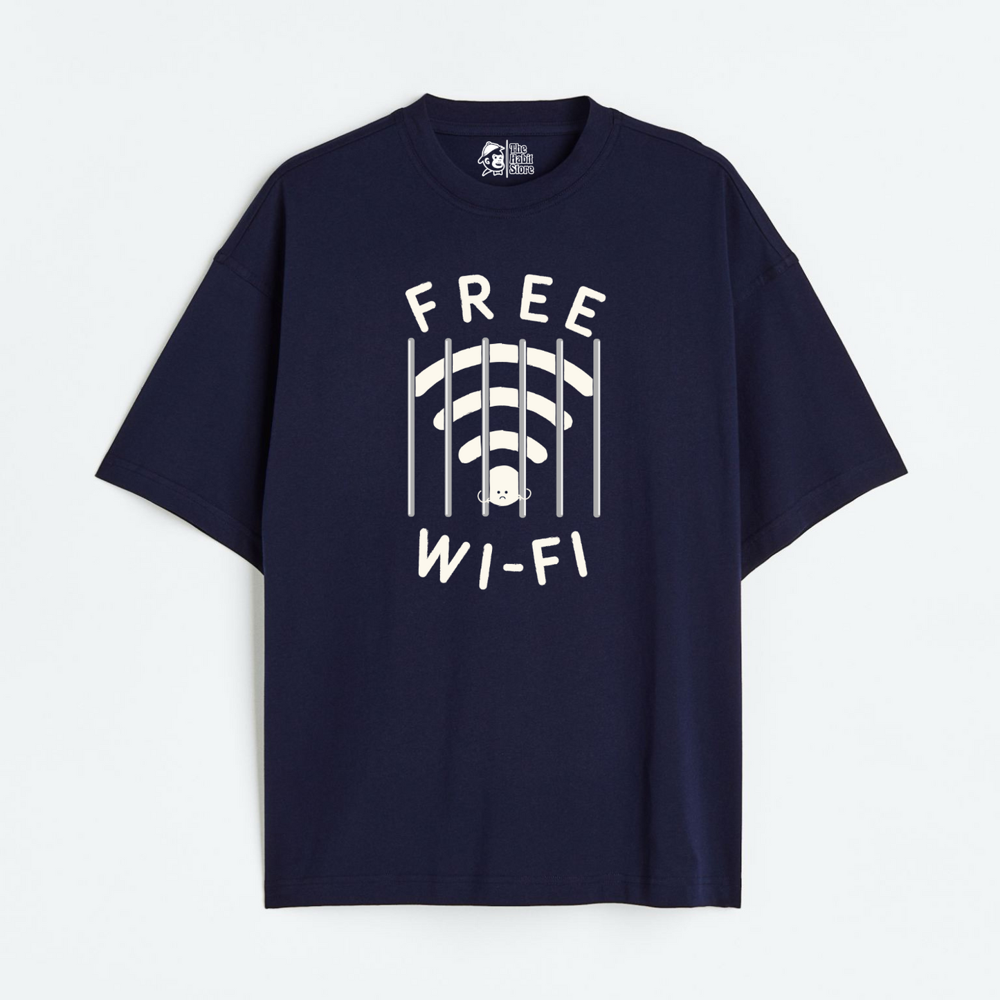 Free Wifi Lightweight 180 GSM Unisex Oversized T-shirt