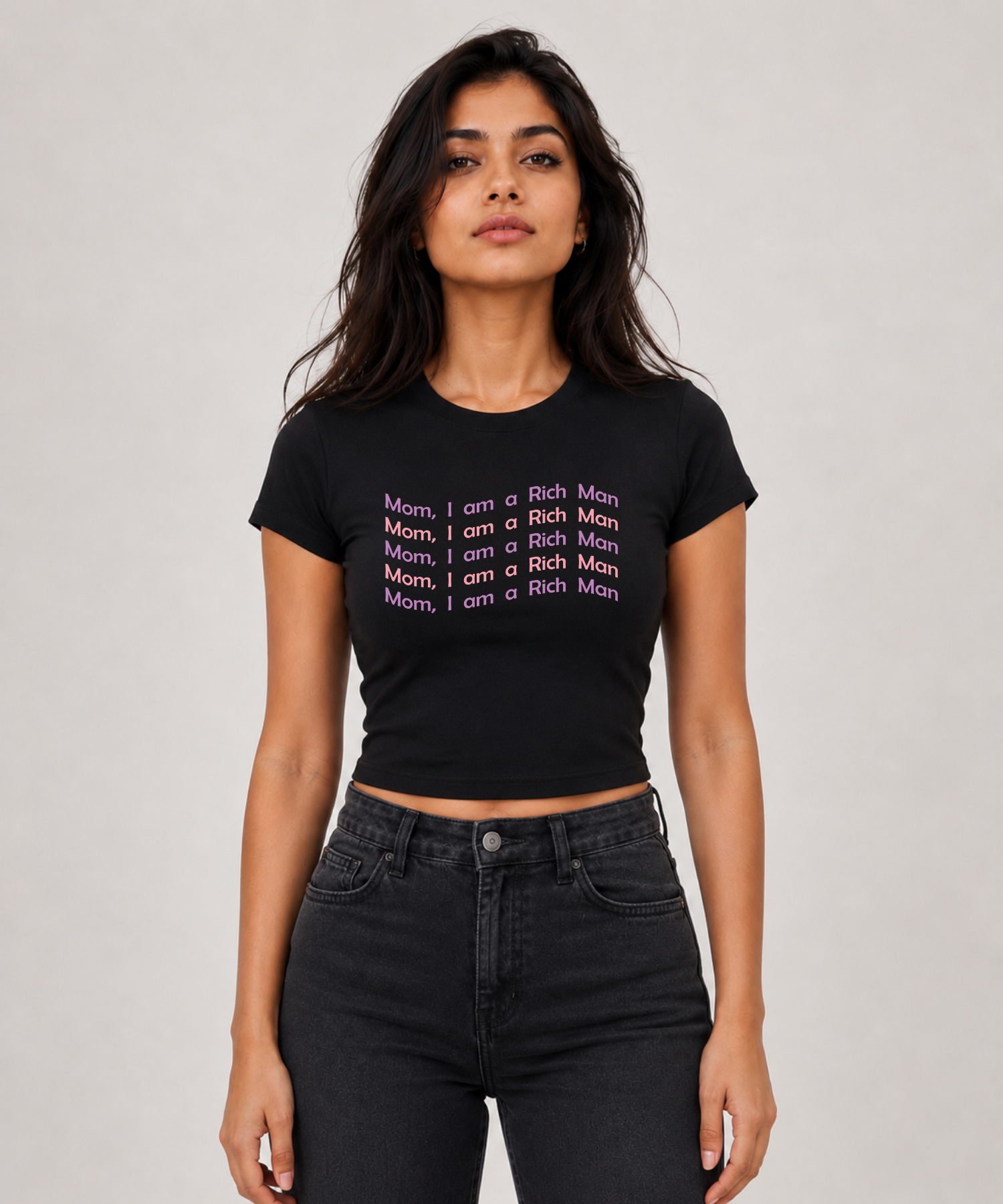 Mom I'm Rich — Baby Tee Fitted Crop