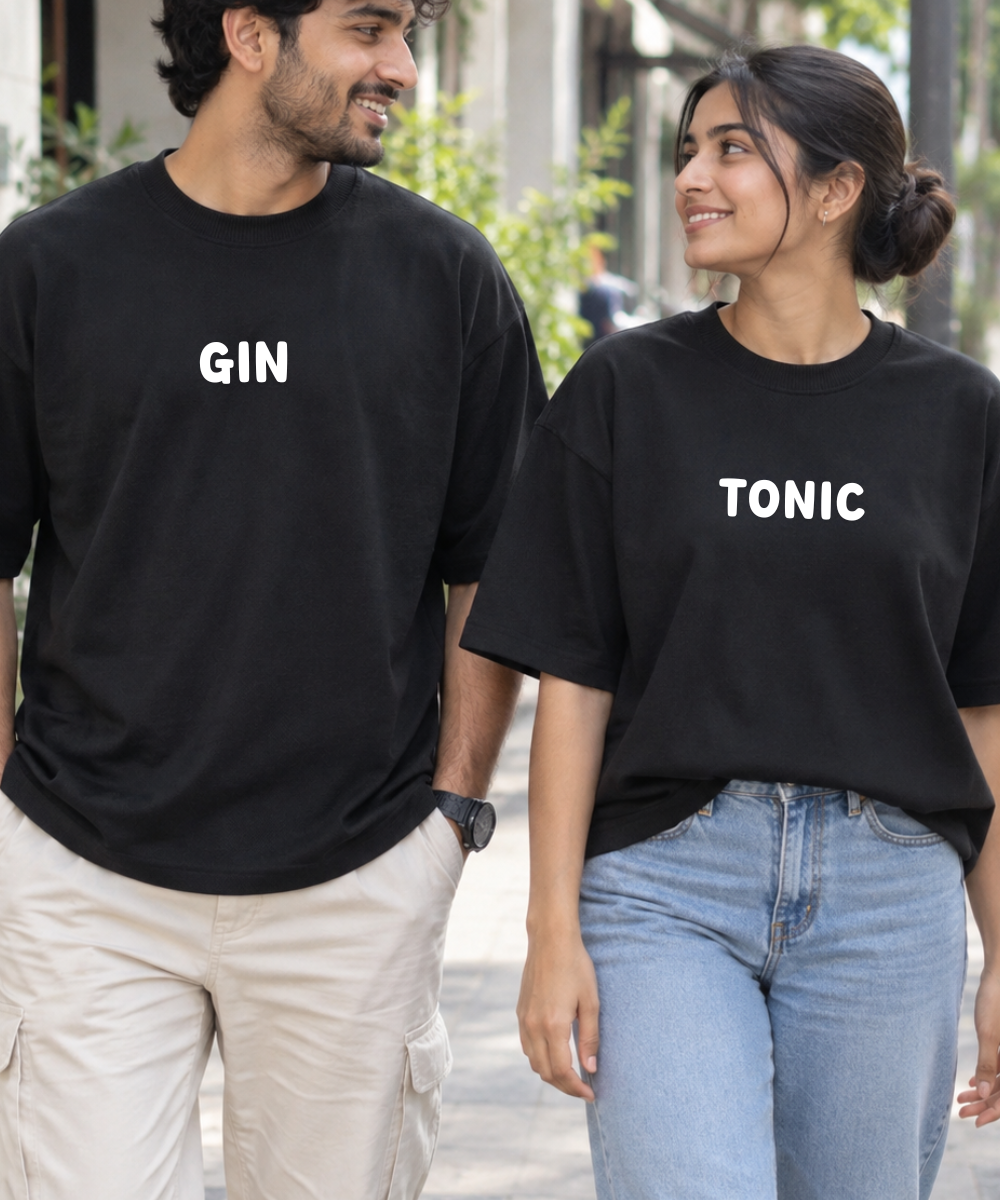 Gin & Tonic – Couple Oversized Fit T-shirts (Set of 2)