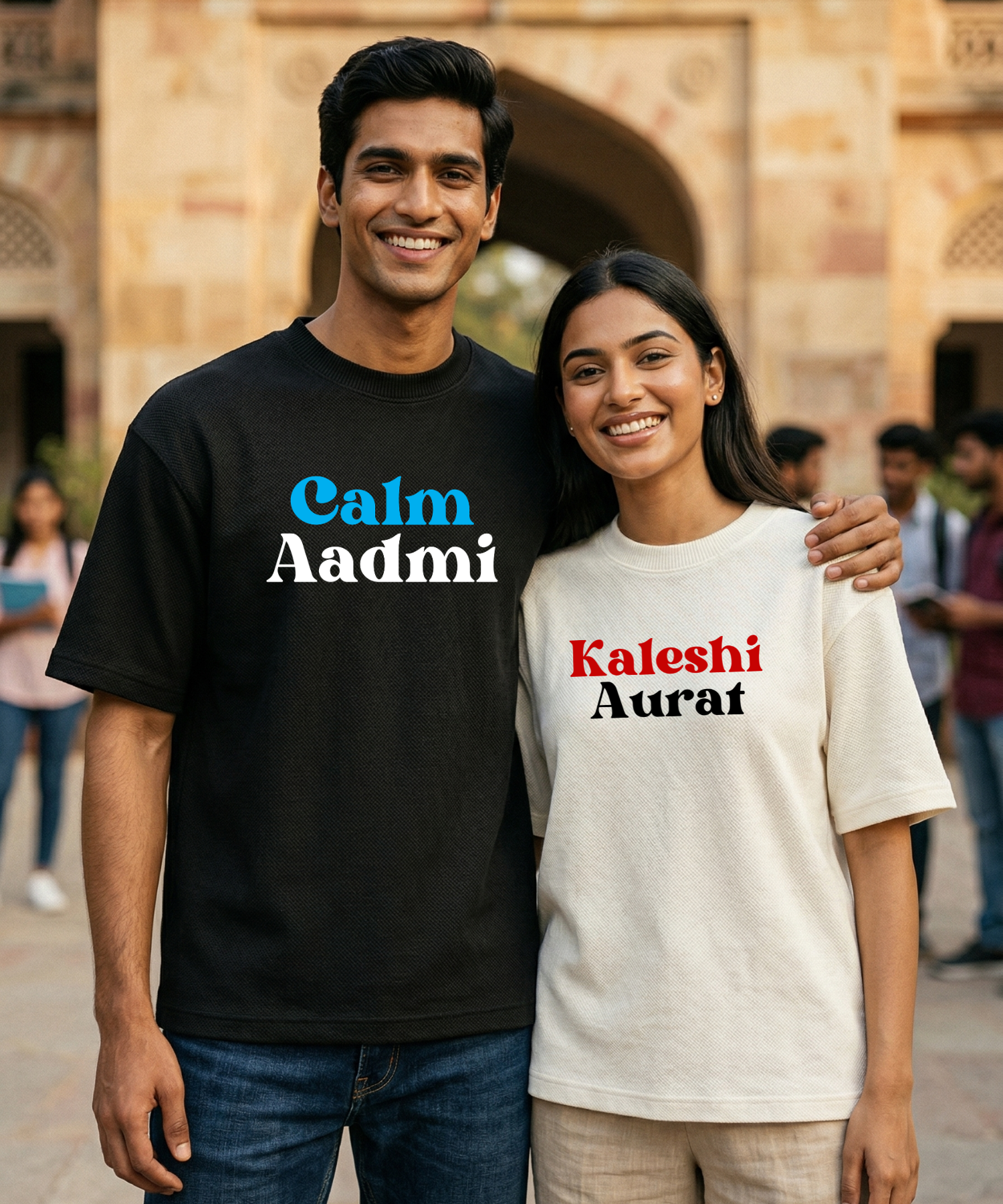 Calm Aadmi / Kaleshi Aurat – Couple Oversized Fit T-shirts (Set of 2)