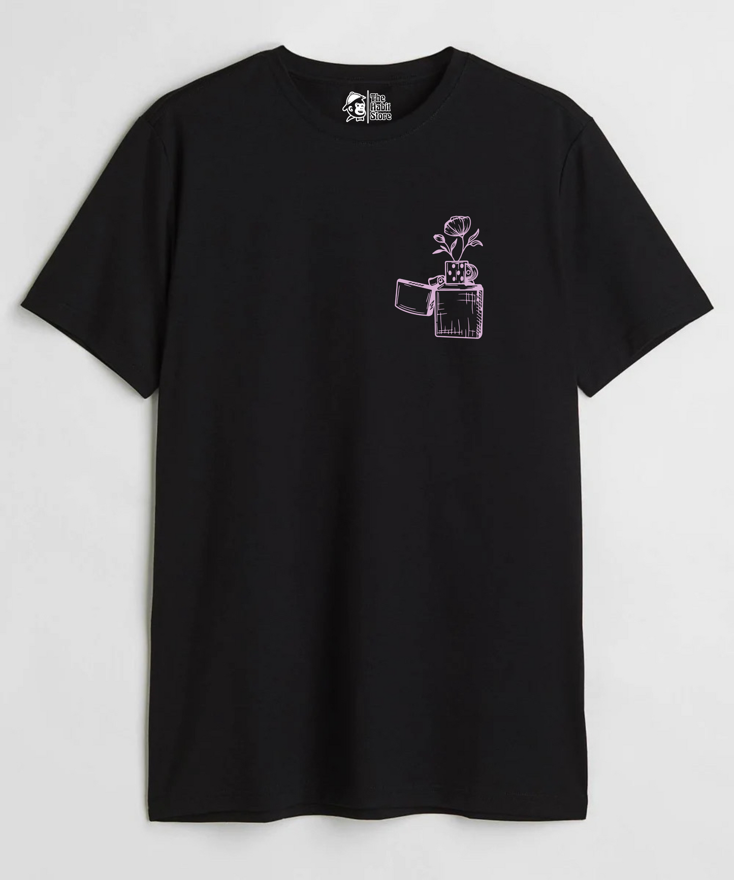 Lighter - Flower Unisex Round Neck Half Sleeve