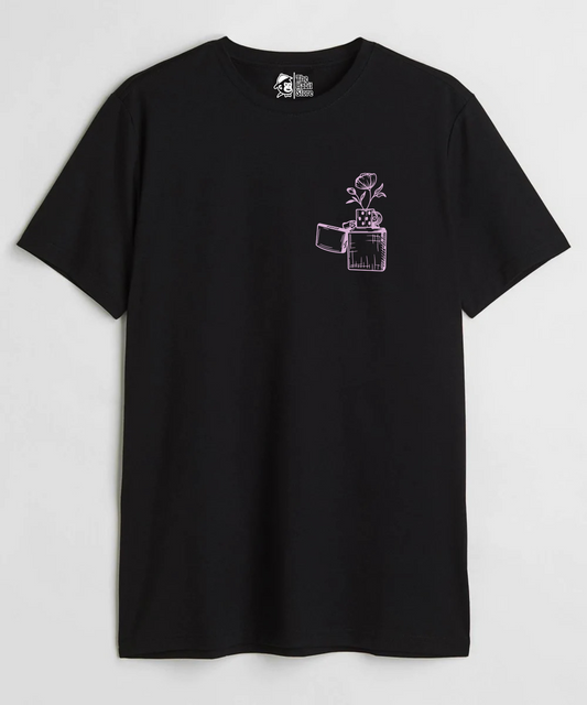 Lighter - Flower Unisex Round Neck Half Sleeve