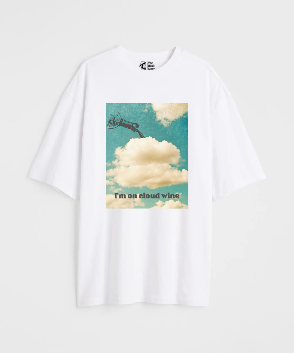 I'm On Cloud Wine 240 GSM Unisex Oversized T-shirt