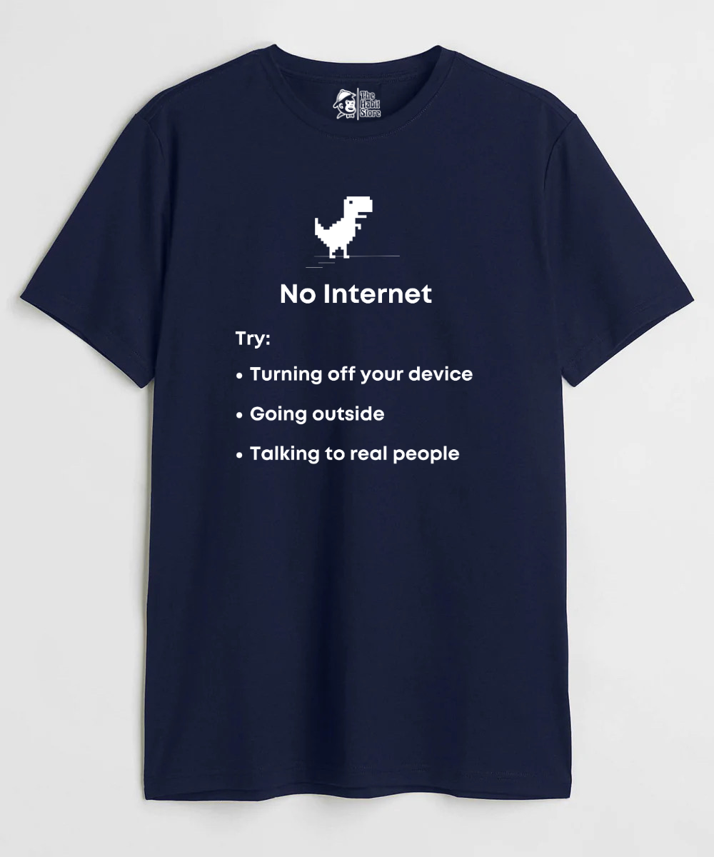 No Internet Unisex Round Neck Half Sleeve T-shirt