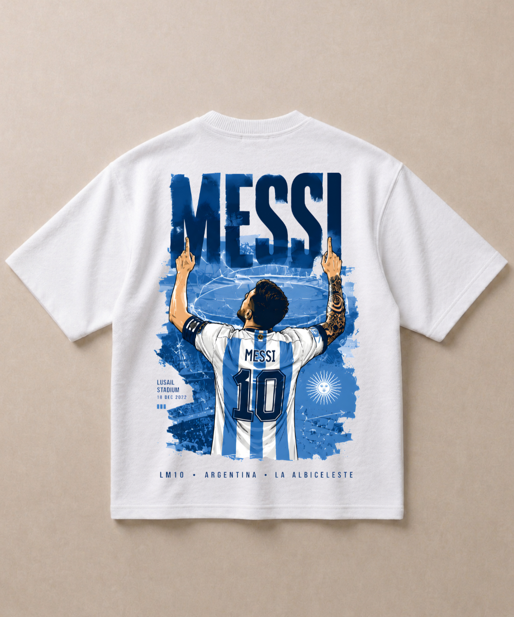 Messi Argentina — Premium Football French Terry Oversized T-shirt