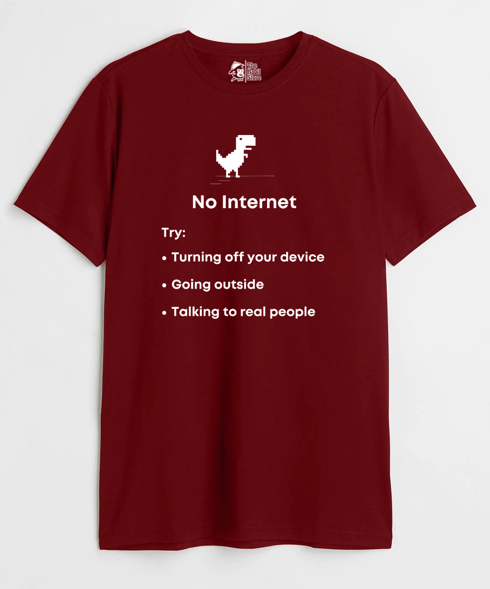 No Internet Unisex Round Neck Half Sleeve T-shirt