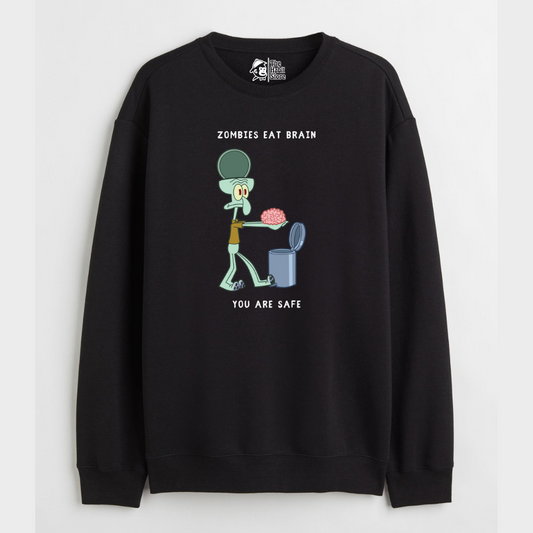 "Zombies Eat Brain You Are Safe - Cozy Delight: Winter Bliss Unisex Oversized Sweatshirt (400 GSM)"