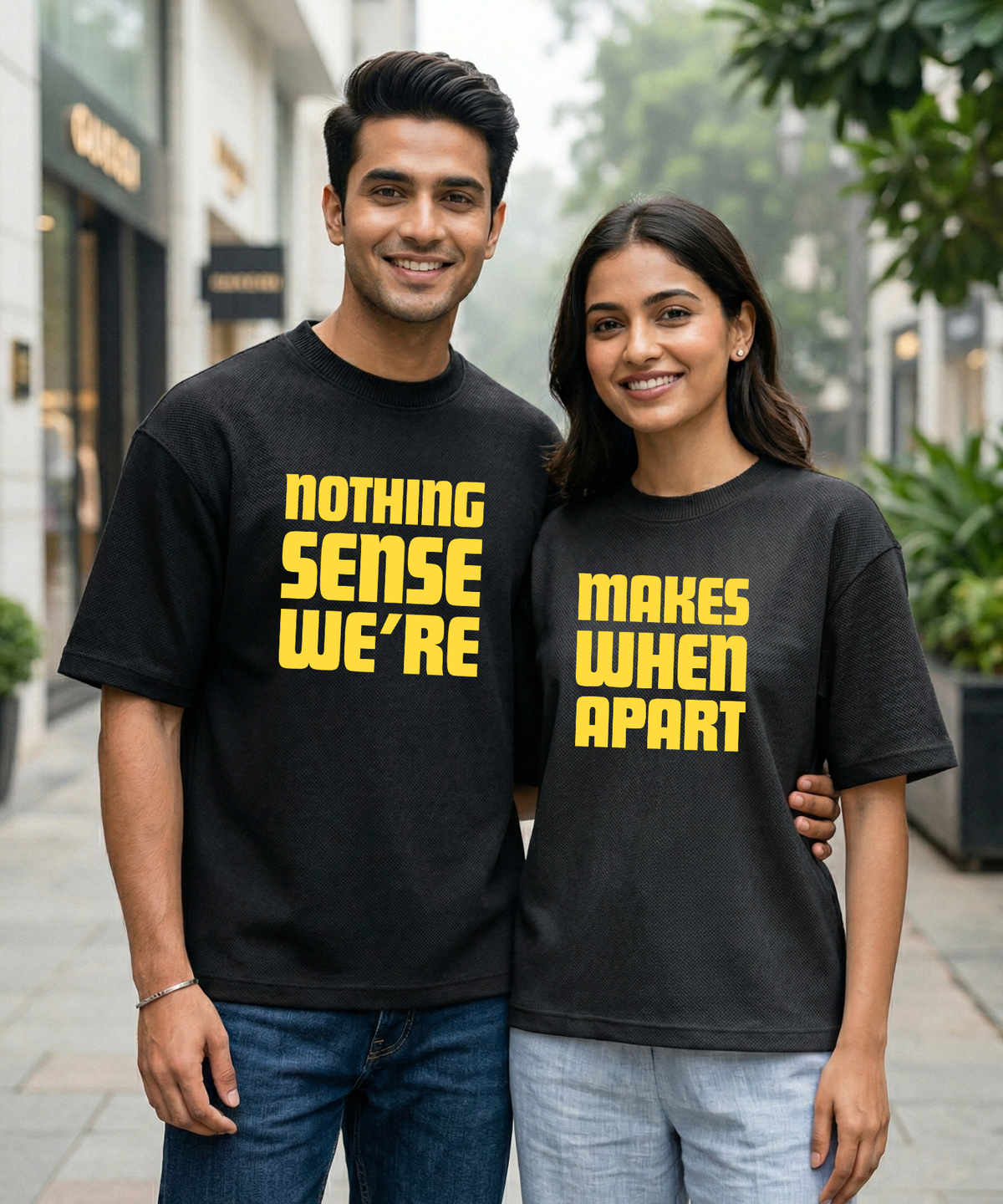 Nothing Makes Sense When We're Apart – Couple Oversized Fit T-shirts (Set of 2)