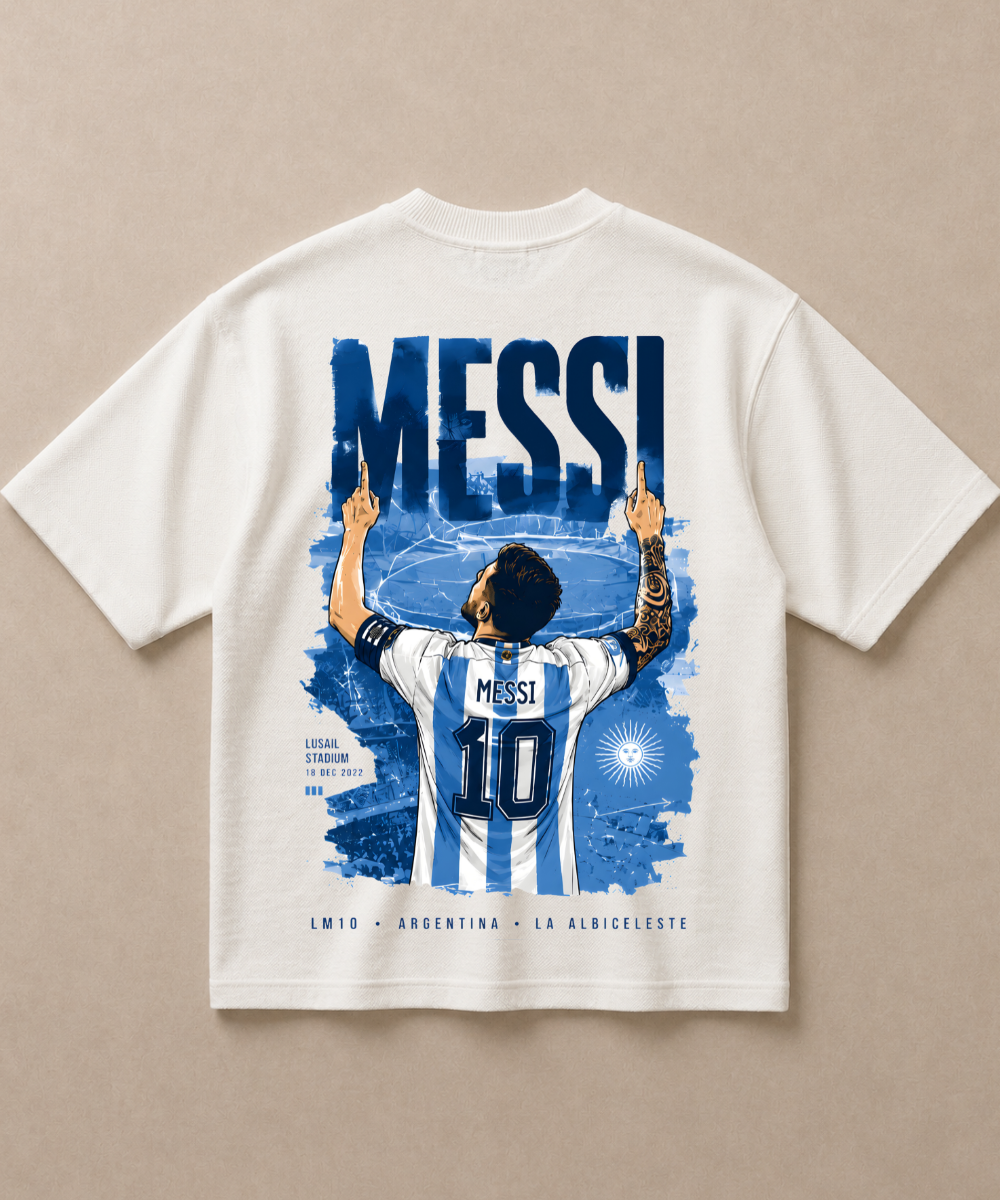 Messi Argentina — Premium Football French Terry Oversized T-shirt