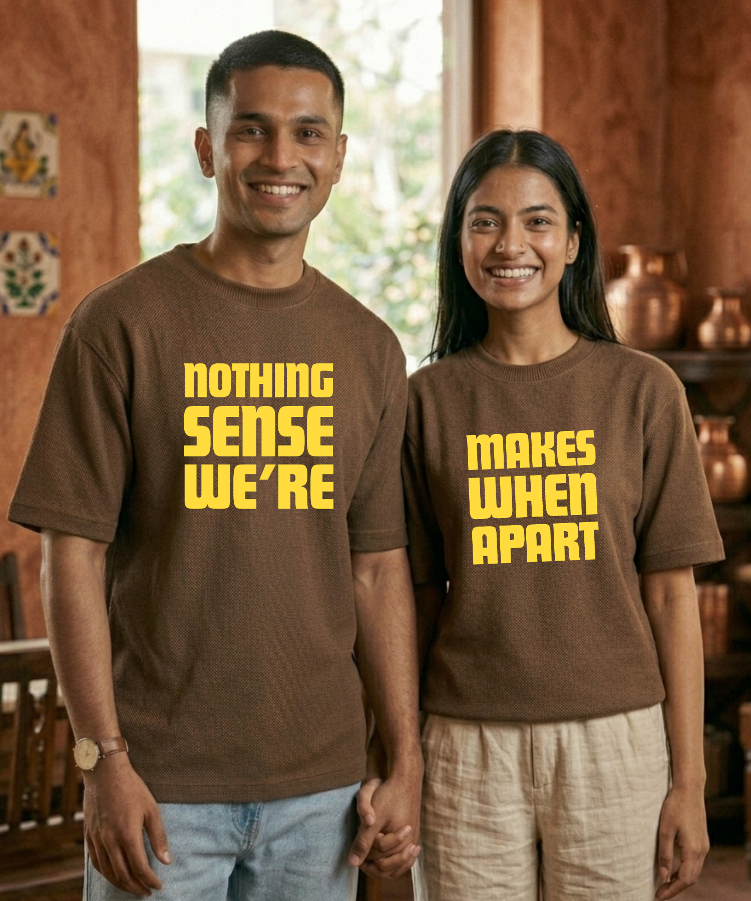 Nothing Makes Sense When We're Apart – Couple Oversized Fit T-shirts (Set of 2)