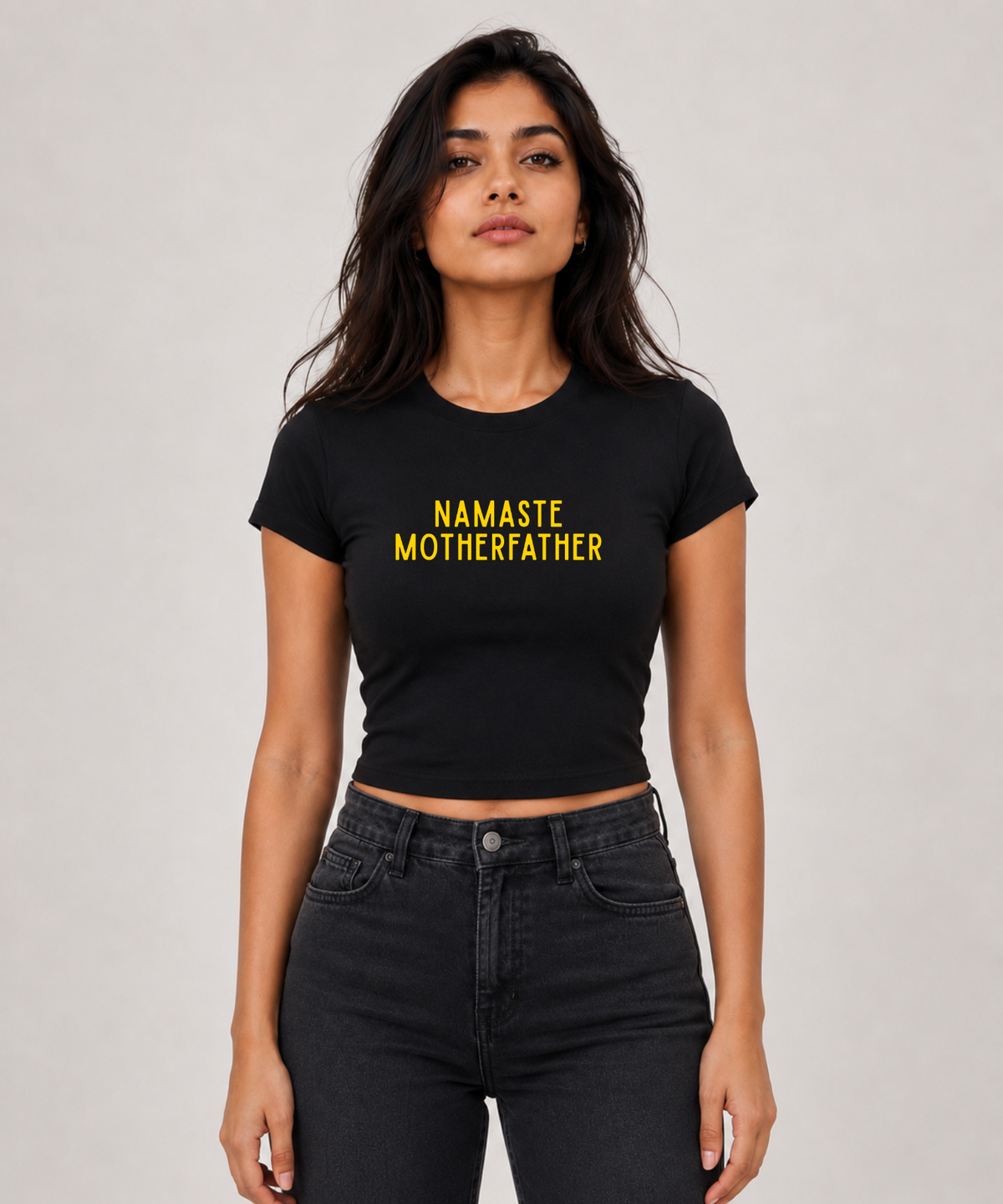 Namaste Mothefather — Baby Tee Fitted Crop