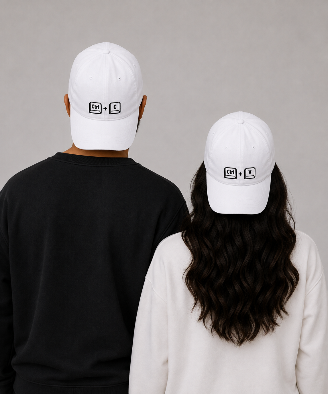 Ctrl+C & Ctrl+V – Embroidered Couple Caps Set of 2