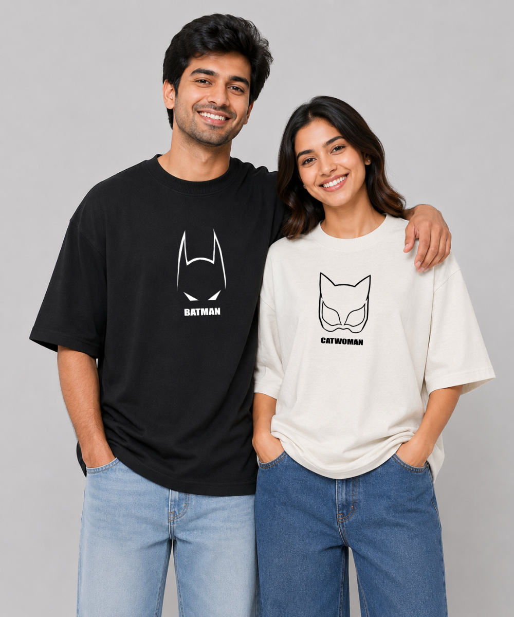 Batman / Catwoman – Couple Oversized Fit T-shirts (Set of 2)