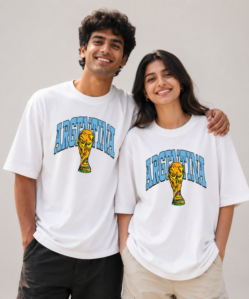 Argentina 2026 – Couple Oversized Fit T-shirts (Set of 2)