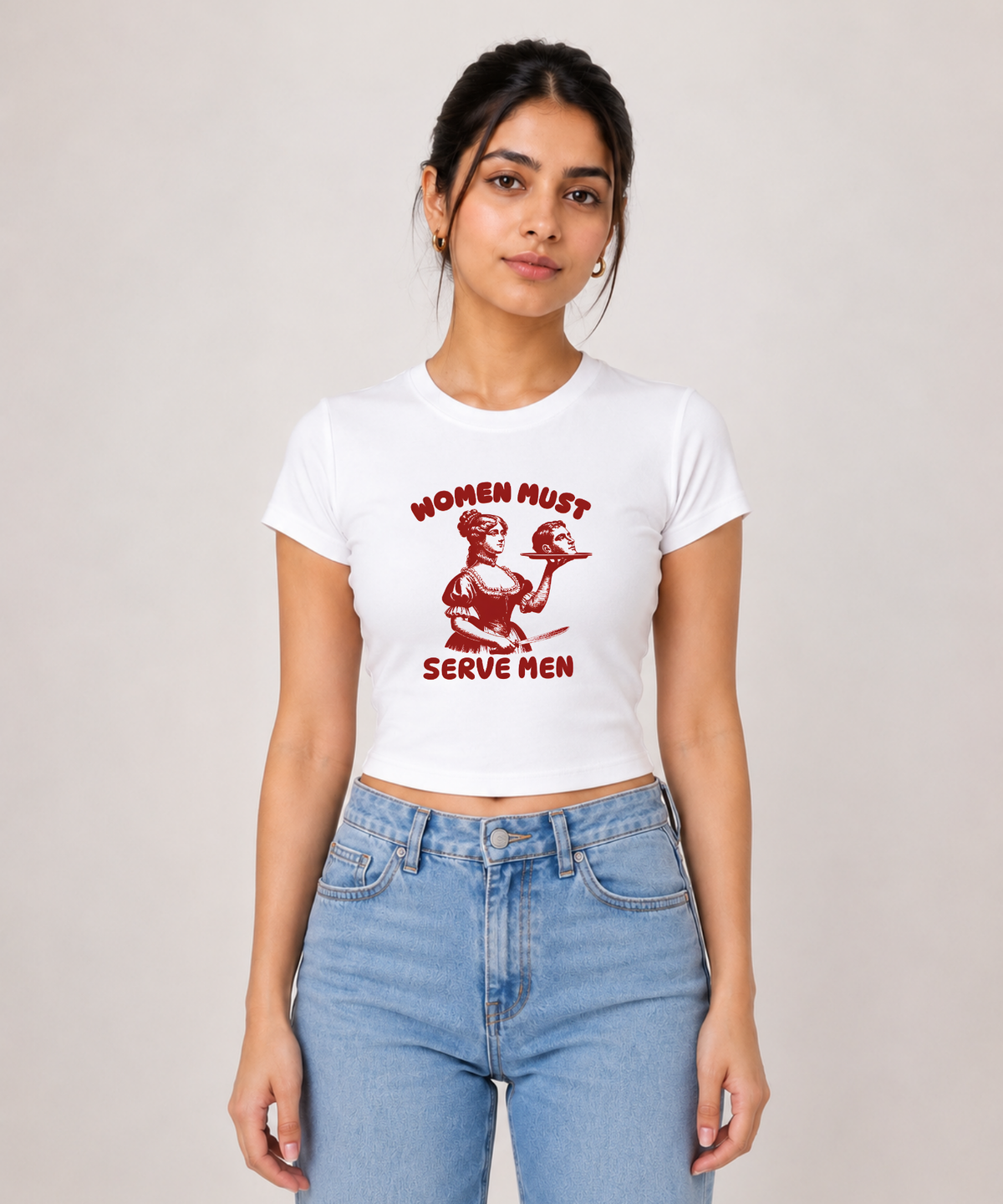 Women Must Serve Men— Baby Tee Fitted Crop