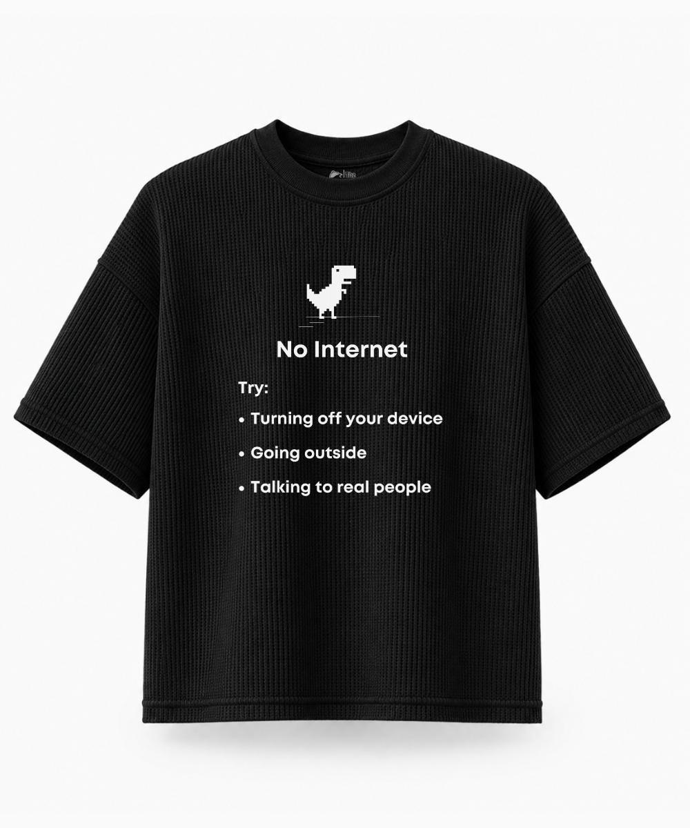 No Internet — Waffle Knit Boxy Oversized T-shirt