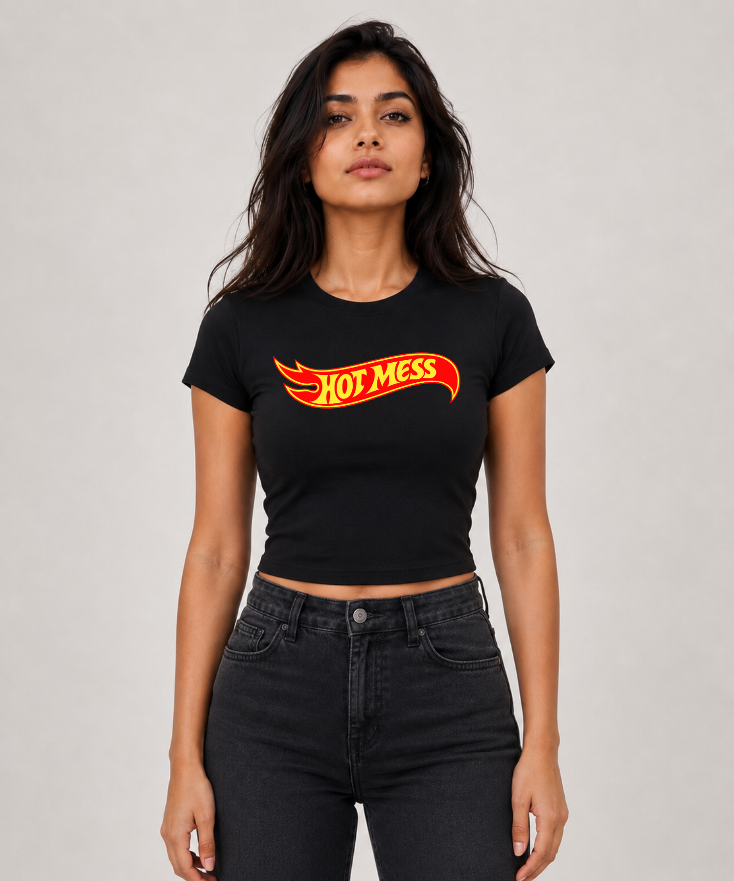 Hot Mess — Baby Tee Fitted Crop