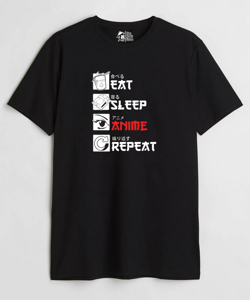Eat Sleep Anime Repeat – Anime Paglu – Unisex Regular Fit T-shirt