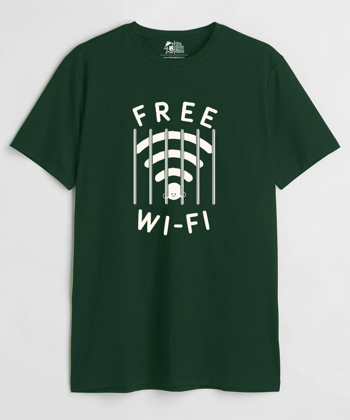 Free Wifi Unisex Round Neck Half Sleeve T-shirt