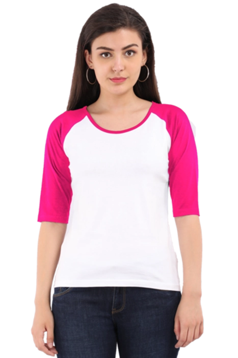 Women's Raglan T-shirt - Pink & White