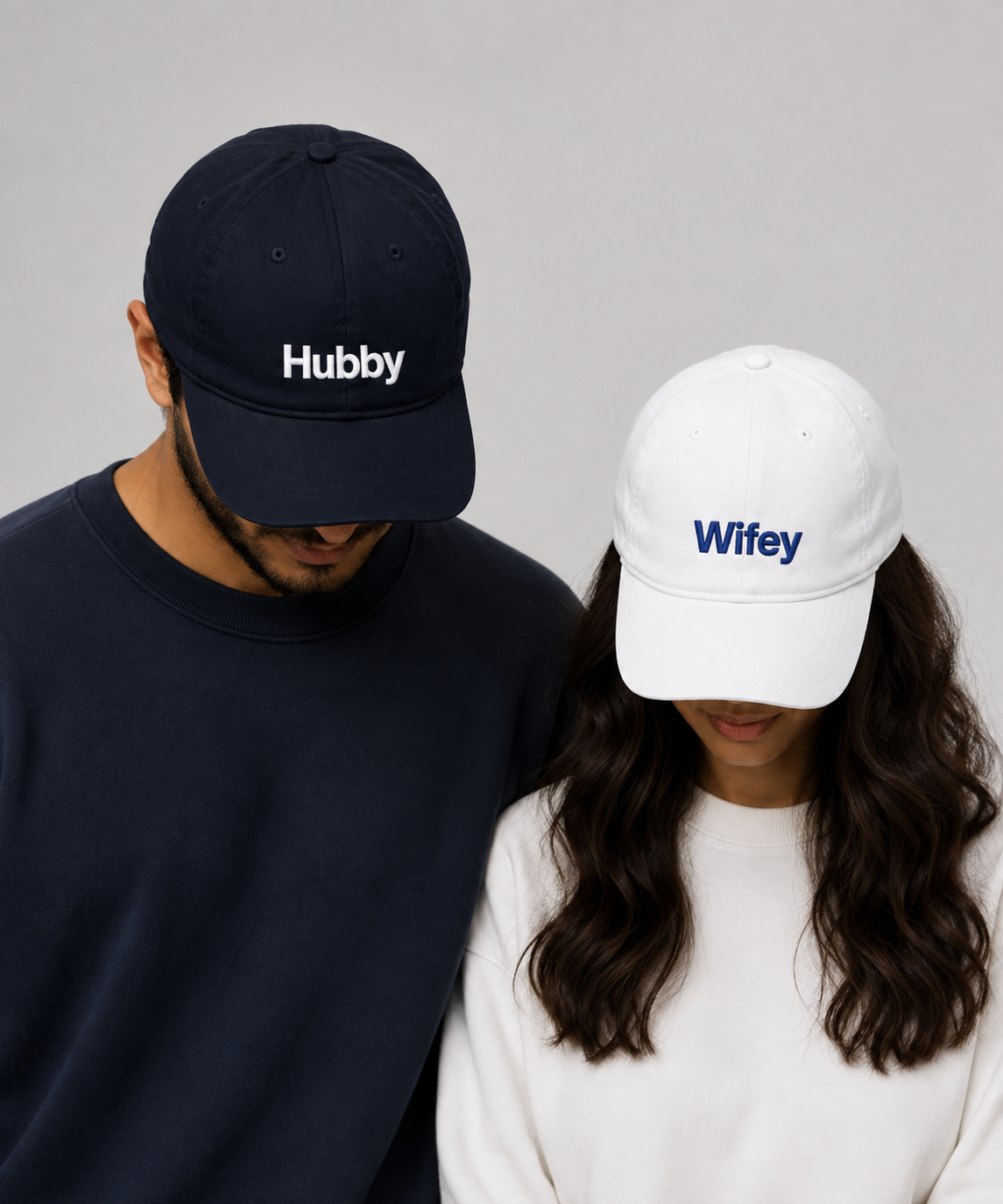 Hubby & Wifey – Embroidered Couple Caps Set of 2