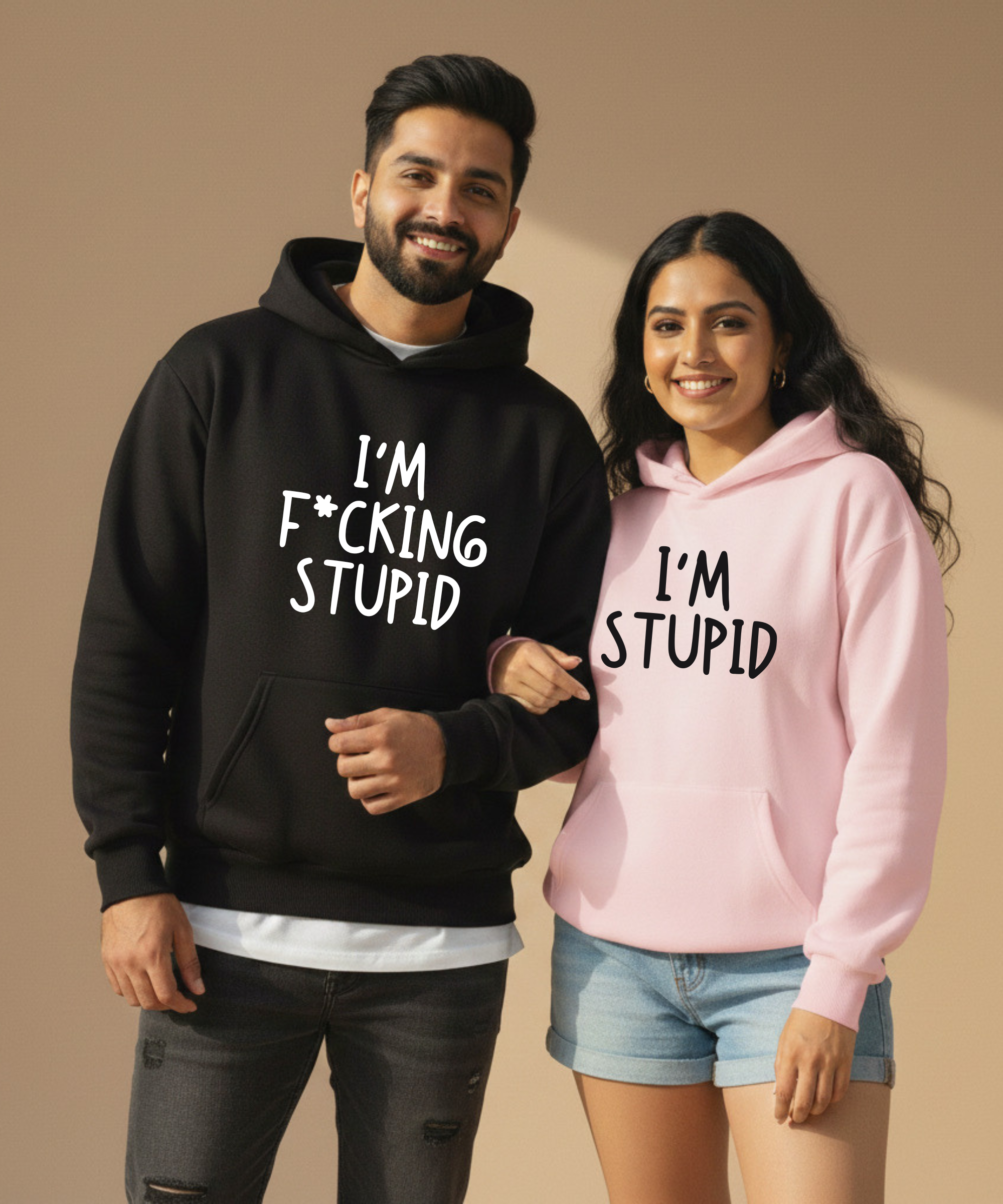 I’m Fucking Stupid / I’m Stupid – Couple Oversized Hoodies (Set of 2) | Premium 400 GSM