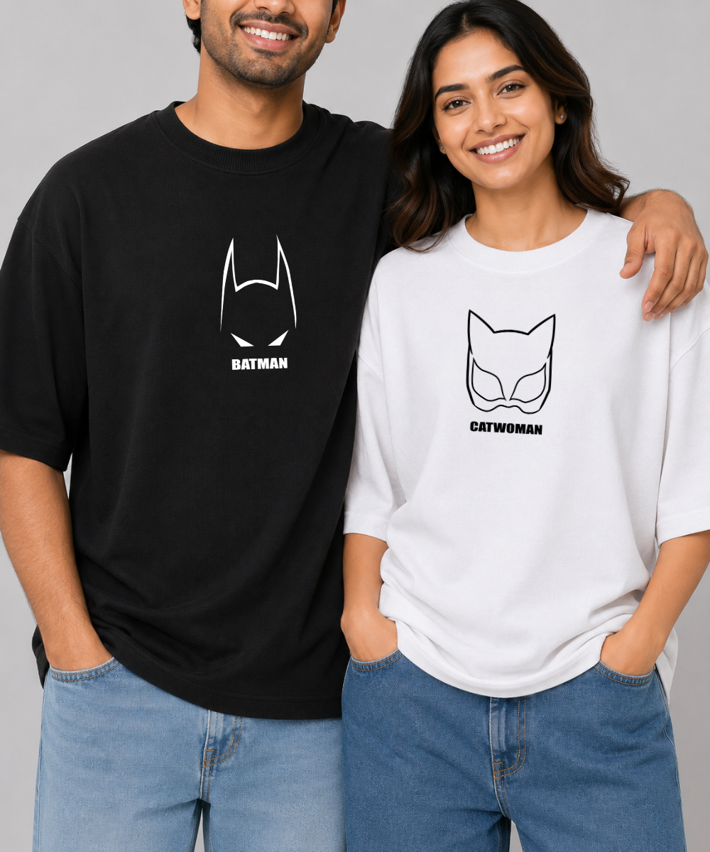 Batman / Catwoman – Couple Oversized Fit T-shirts (Set of 2)