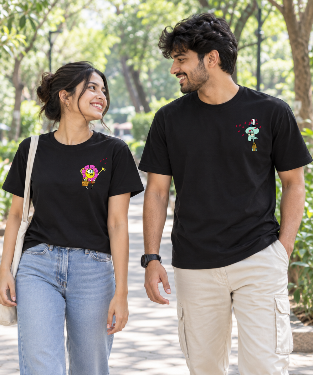 SpongeBob & Squidward – Couple Regular Fit T-shirts (Set of 2)