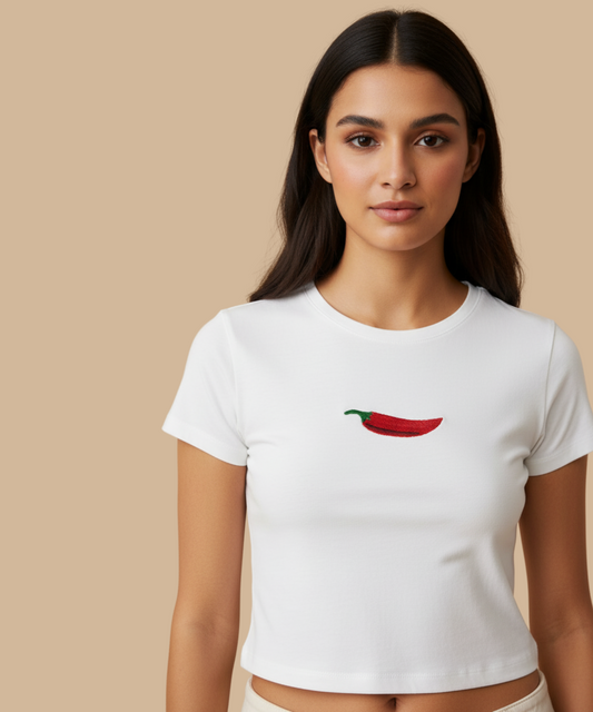 Too Hot To Handle 🌶 Embroidered Baby Tee