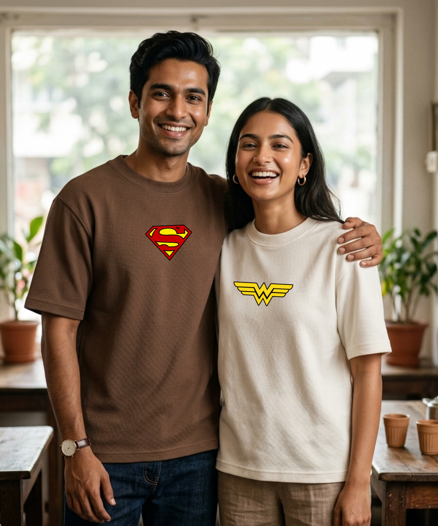 Superman / Wonder Woman – Couple Oversized Fit T-shirts (Set of 2)