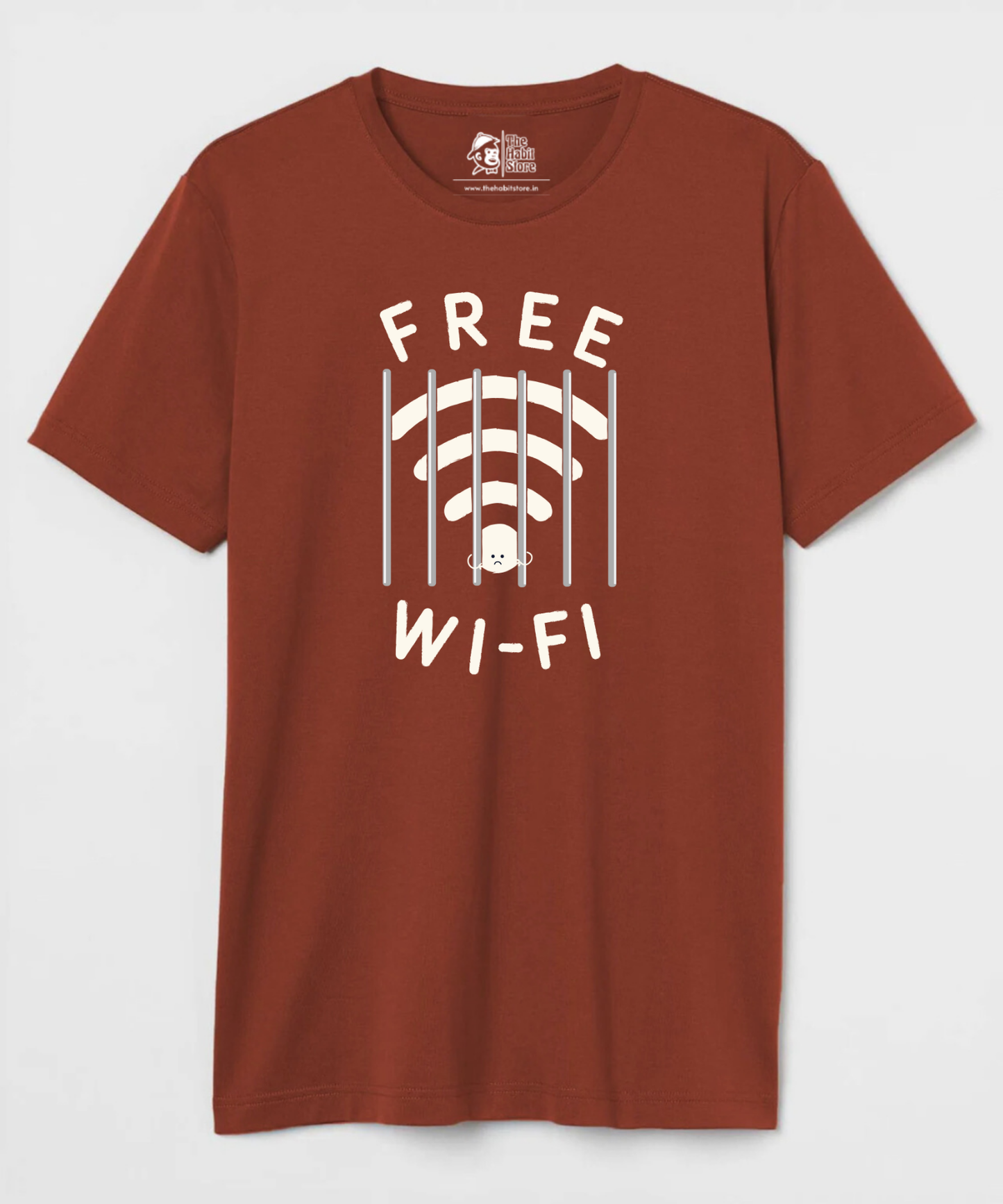 Free Wifi Unisex Round Neck Half Sleeve T-shirt