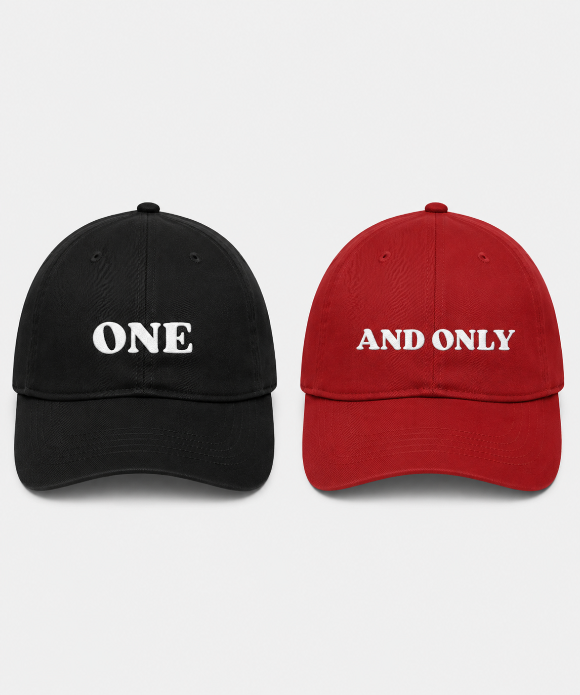 One & Only – Embroidered Couple Caps Set of 2