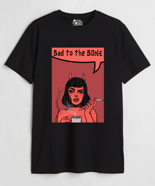 Bad To The Bone Unisex Round Neck Half Sleeve T-shirt
