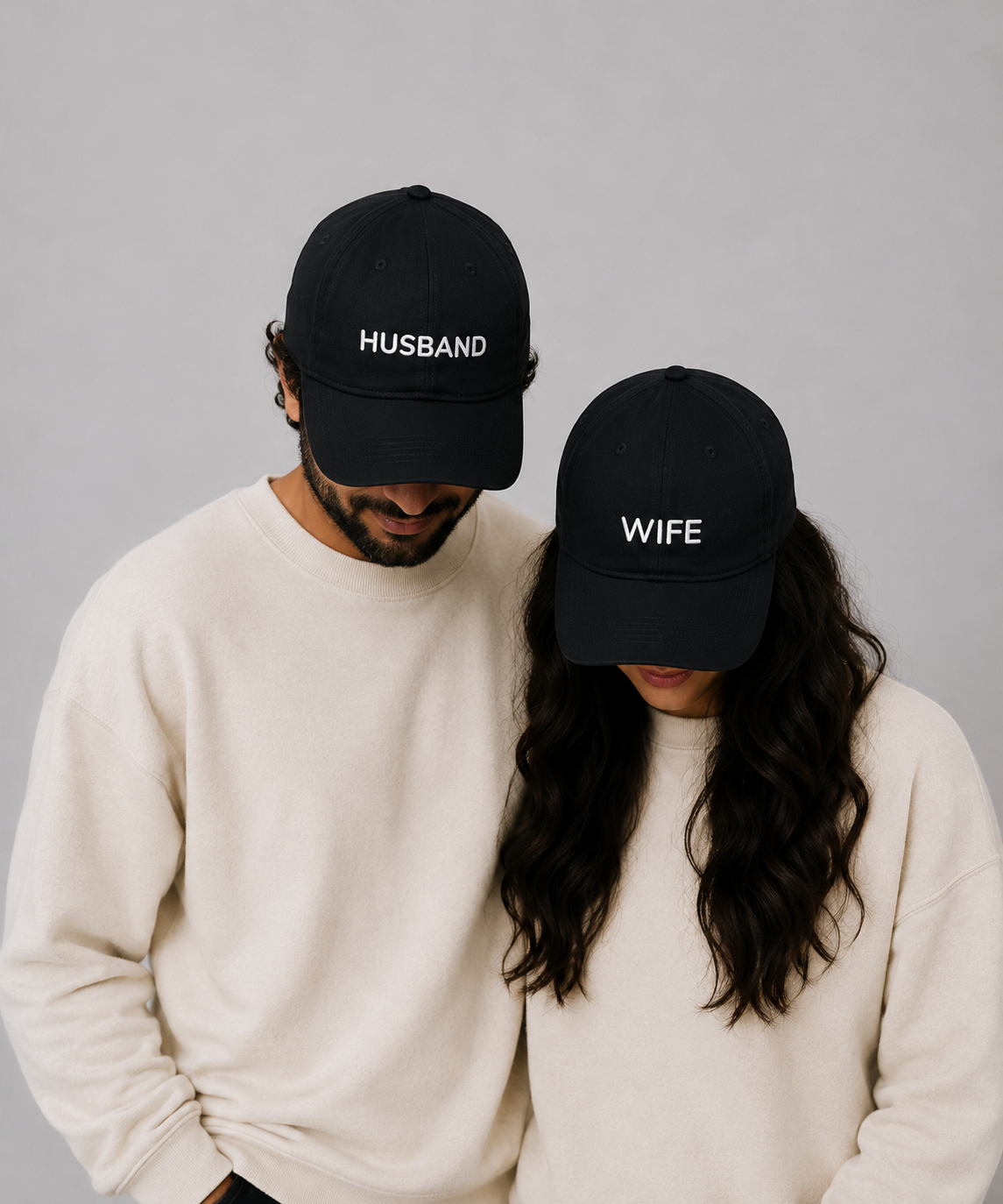 Husband & Wife – Embroidered Couple Caps Set of 2