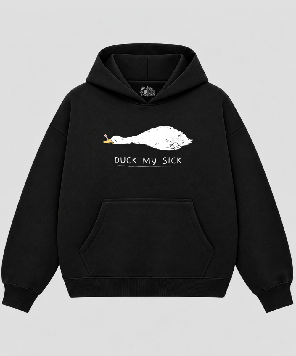 Duck My Sick - Black Boxy Hoodie – 100% Cotton Fleece