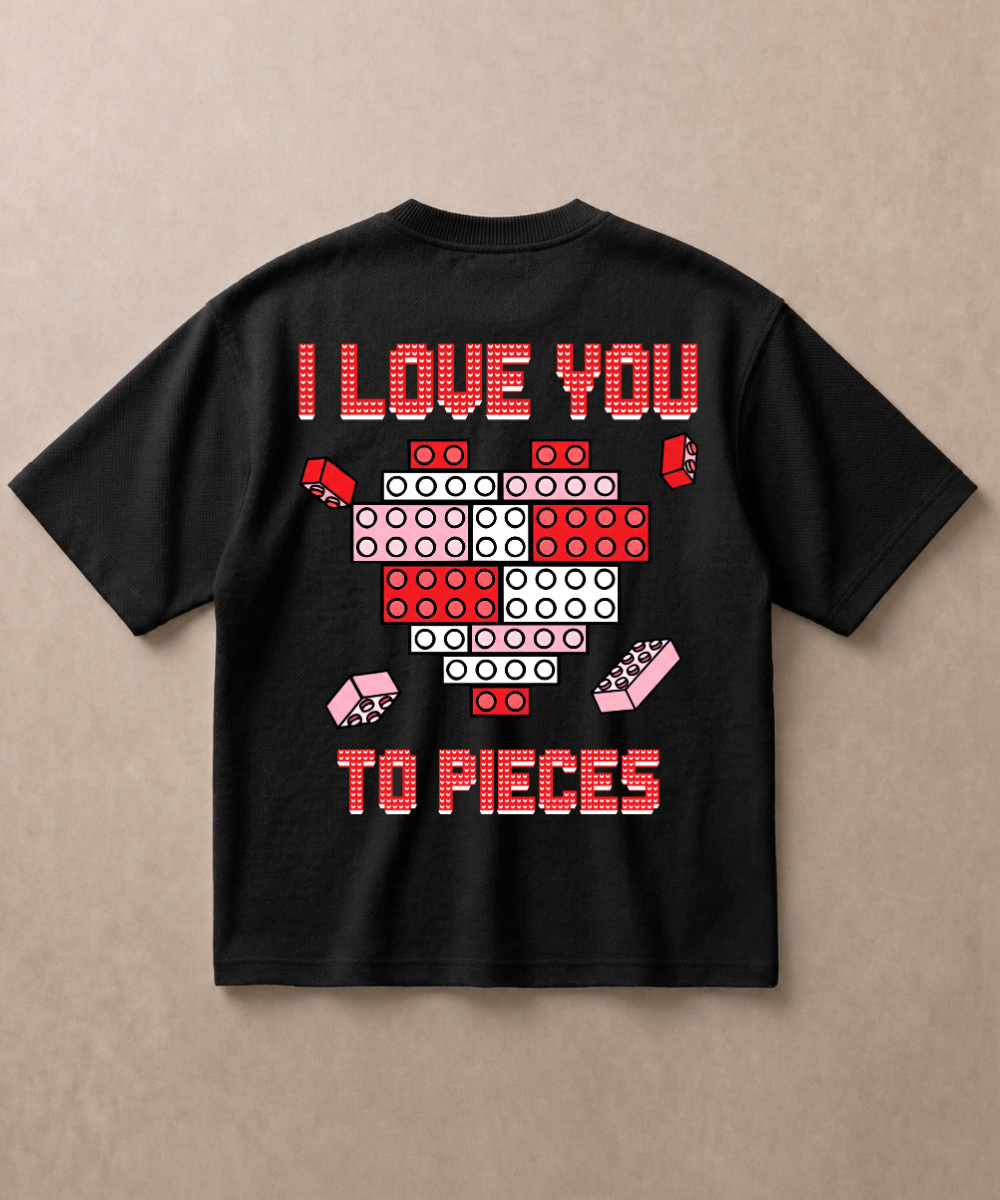 I Love You Too Pieces Coffee & Black - Premium French Terry Oversized T-shirt