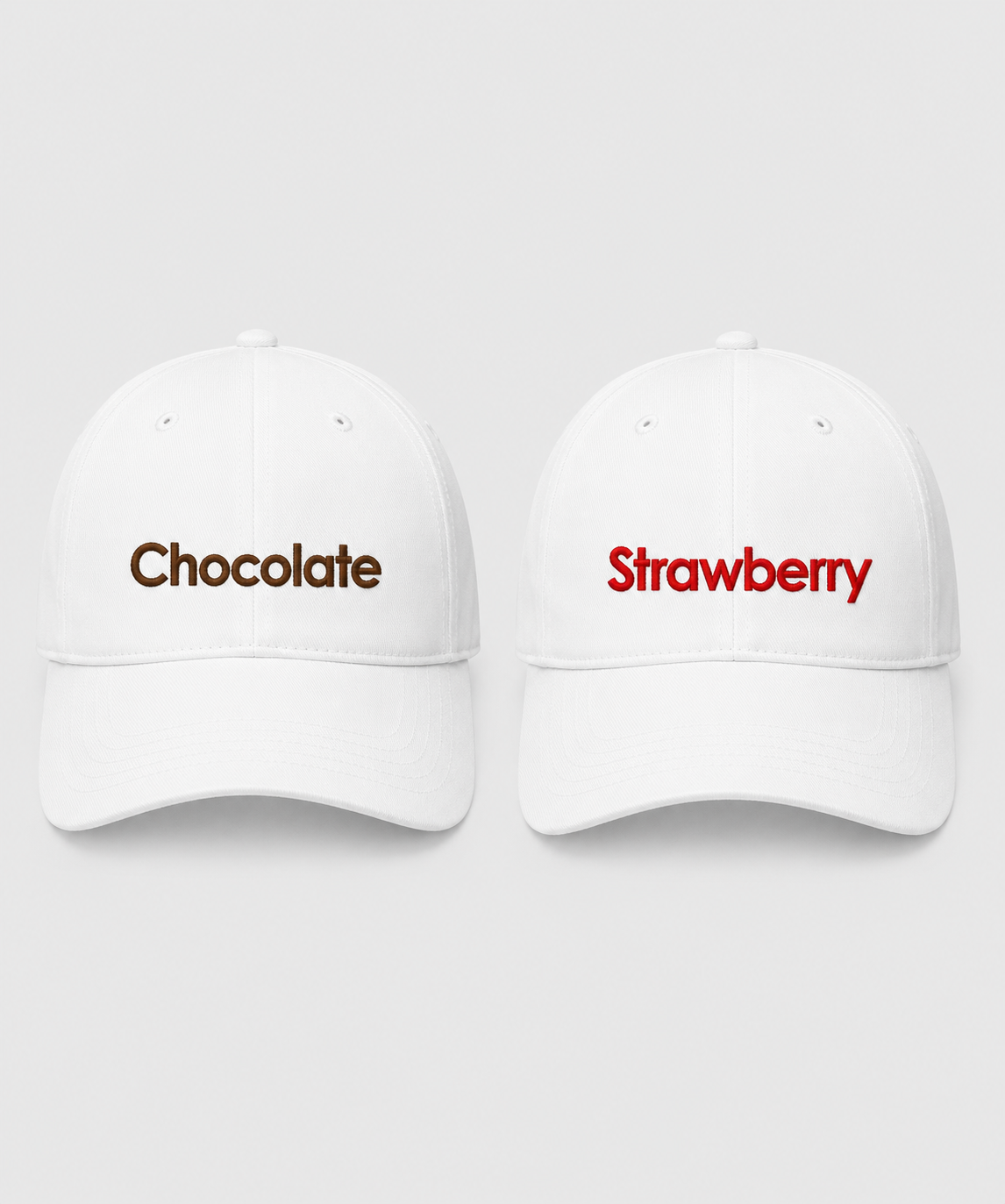 Chocolate & Strawberry – Embroidered Couple Caps Set of 2