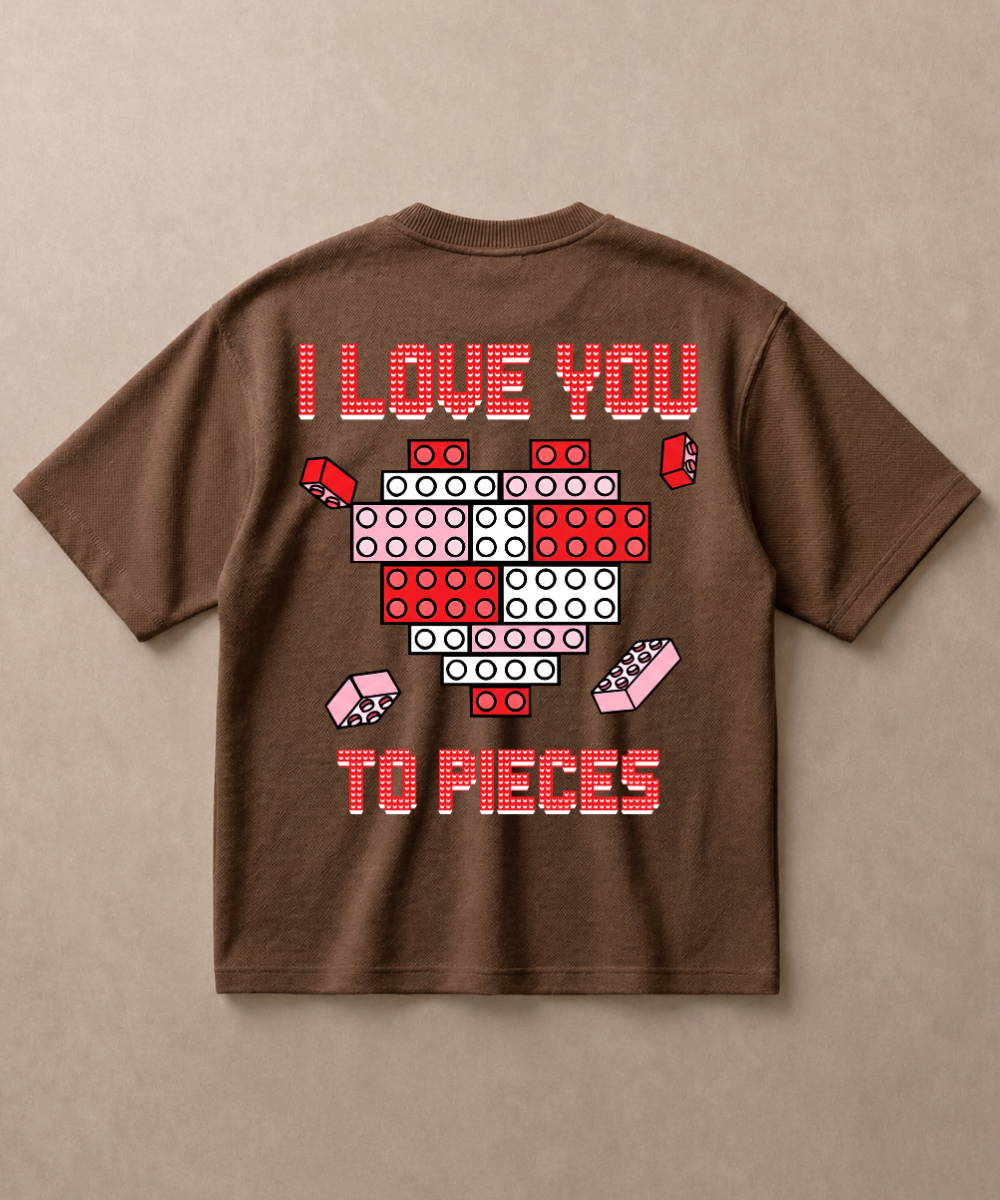 I Love You Too Pieces Coffee & Black - Premium French Terry Oversized T-shirt