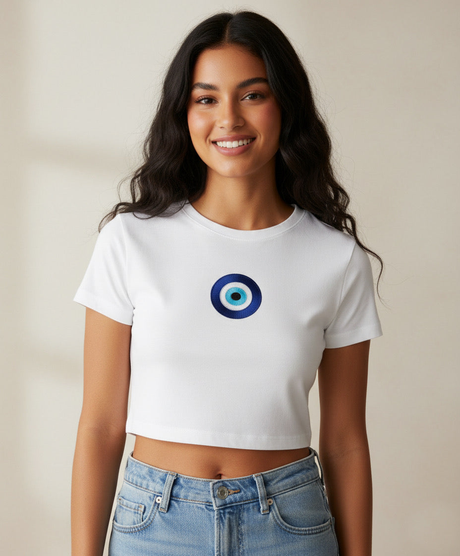 Good Vibes Only 🧿 Embroidered Women's Baby Tee