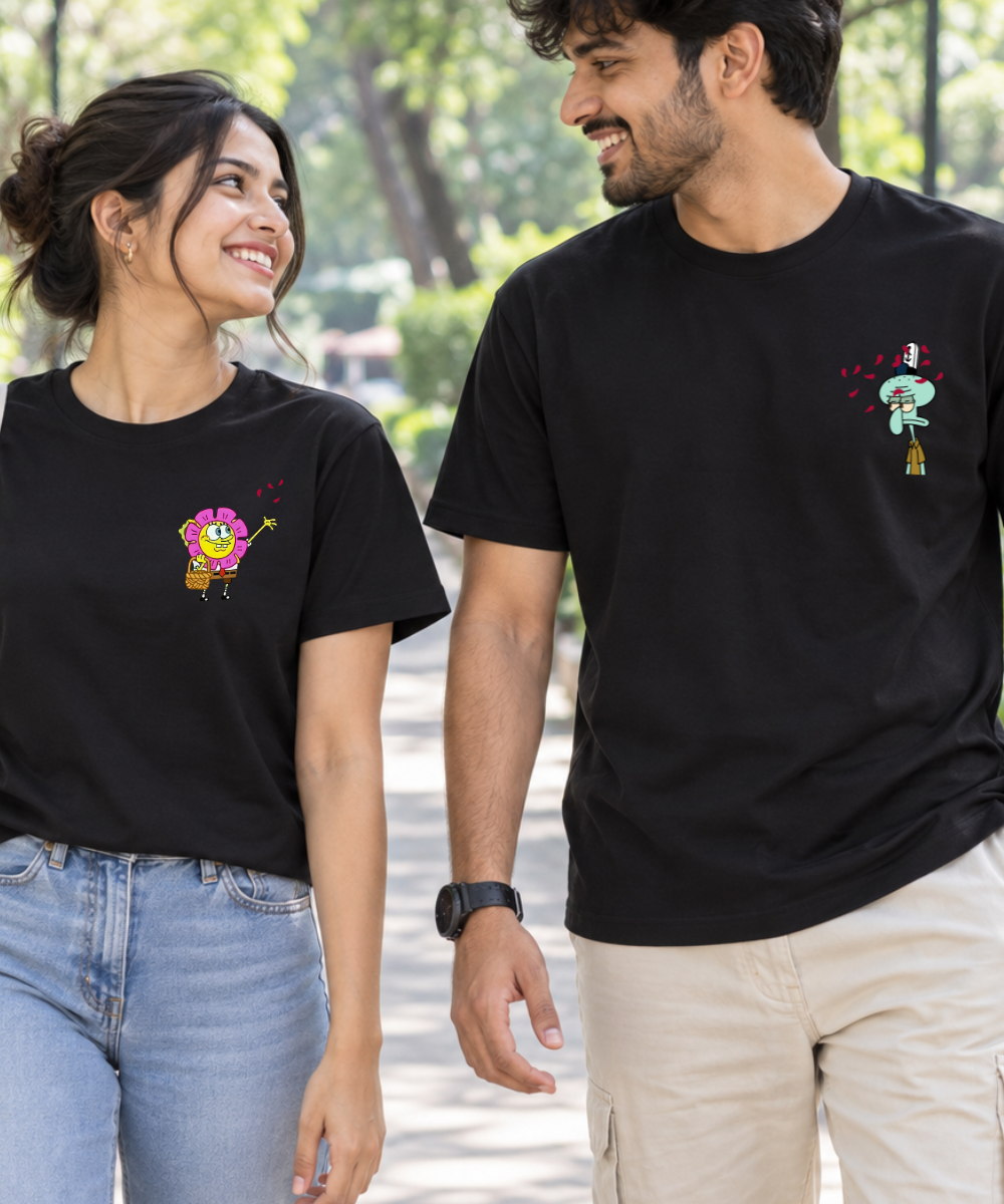 SpongeBob & Squidward – Couple Regular Fit T-shirts (Set of 2)