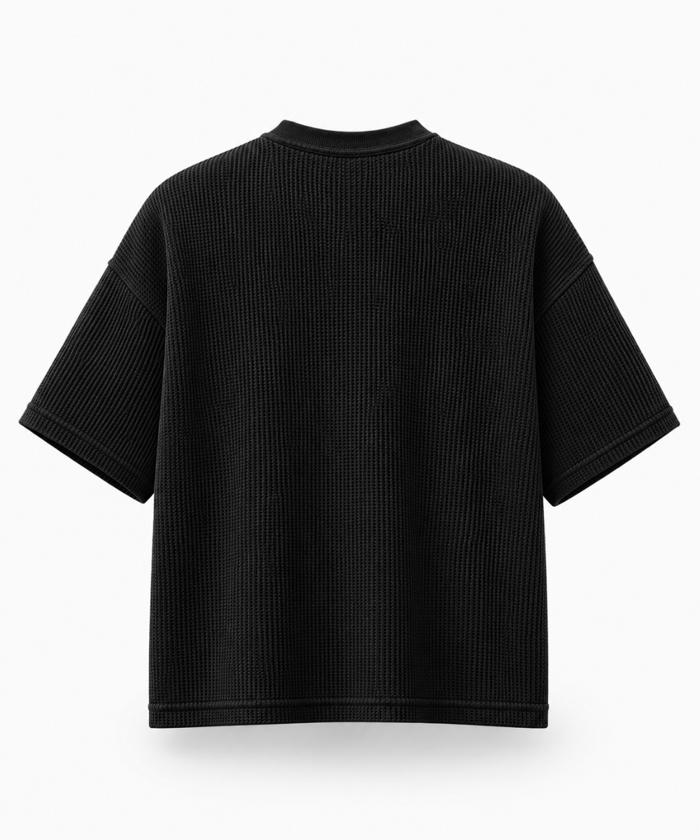 Don't Take Life Too Seriously - — Waffle Knit Boxy Oversized T-shirt