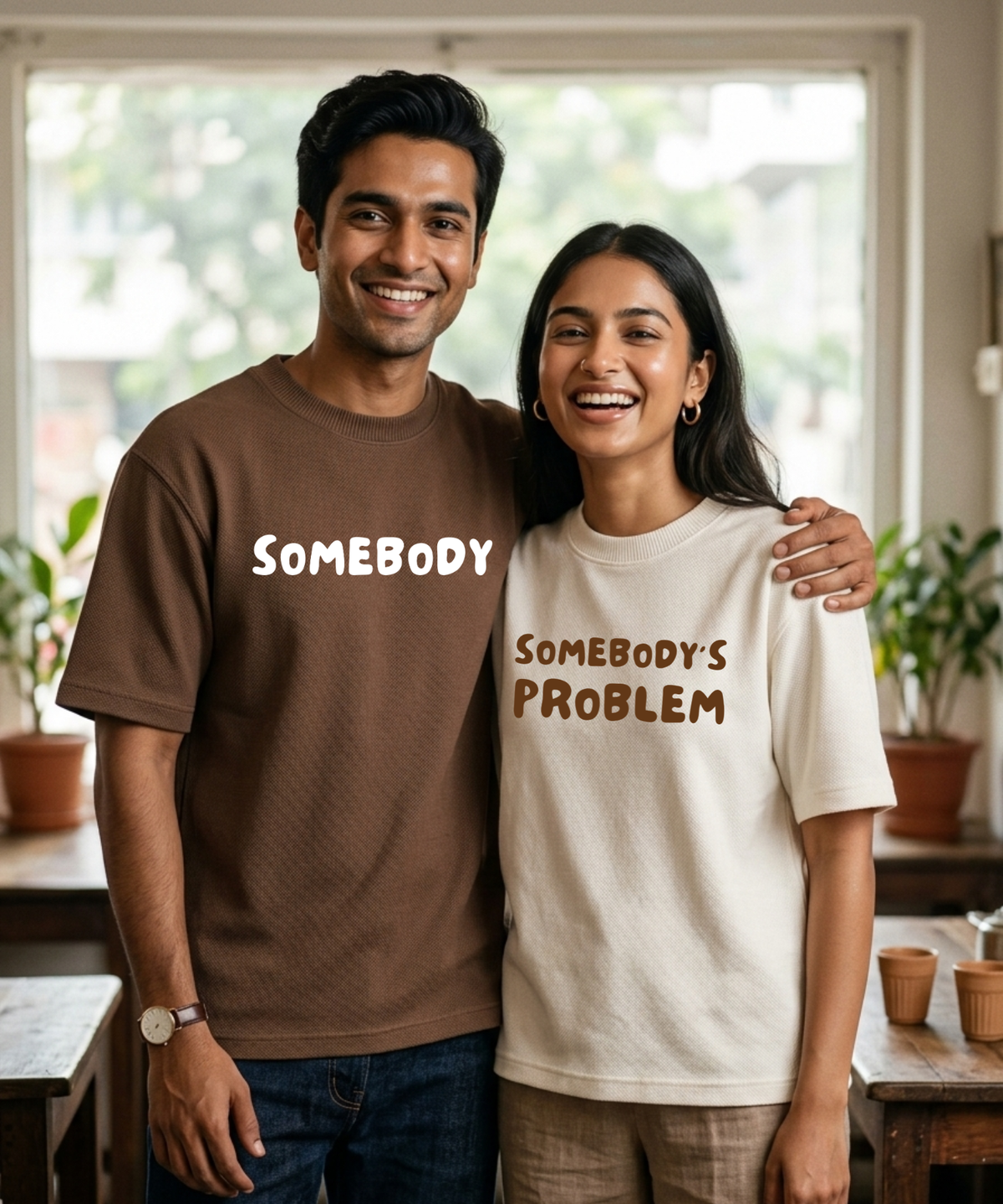 Somebody / Somebody’s Problem – Couple Oversized Fit T-shirts (Set of 2)