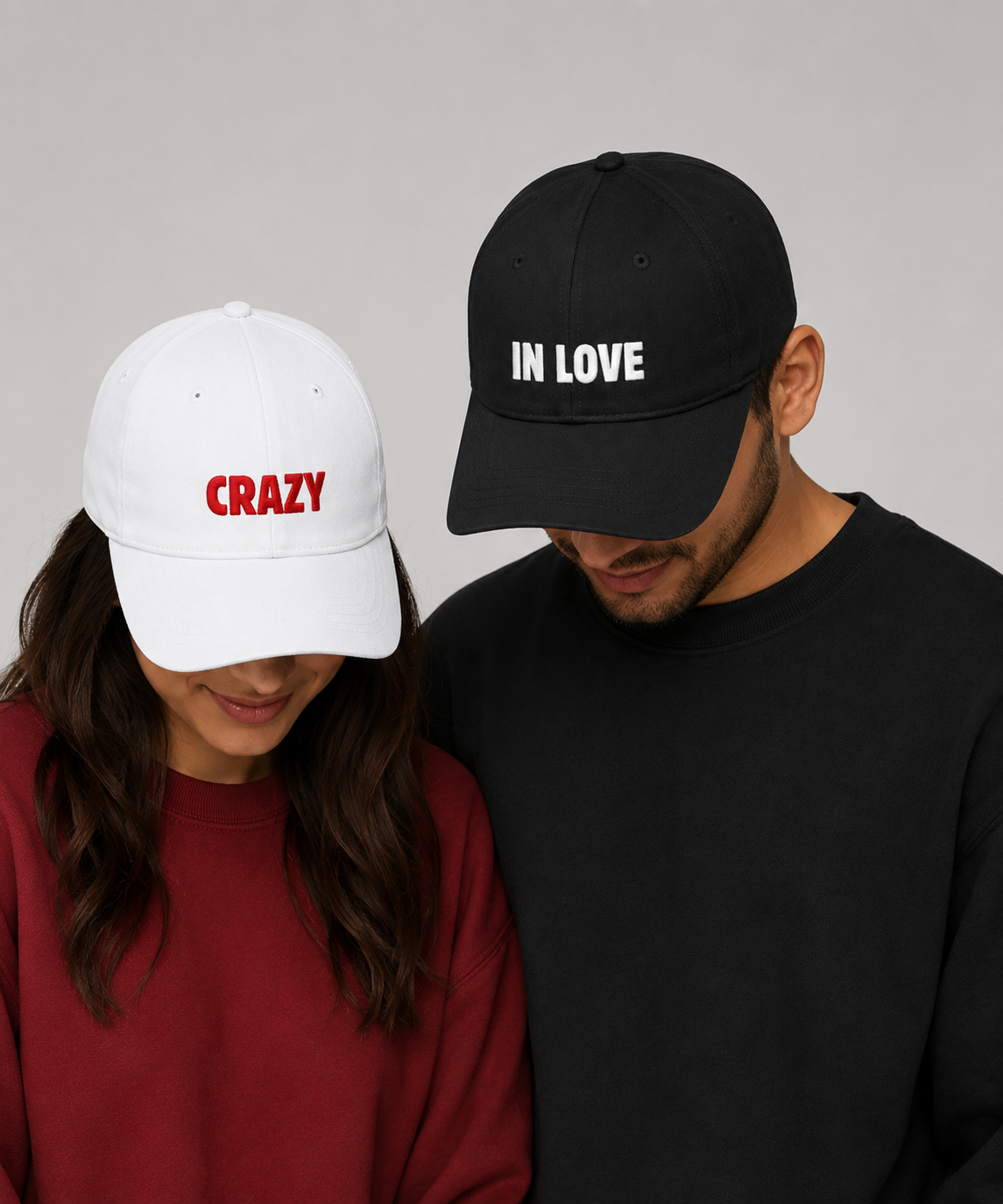 Crazy in Love – Embroidered Couple Caps Set of 2