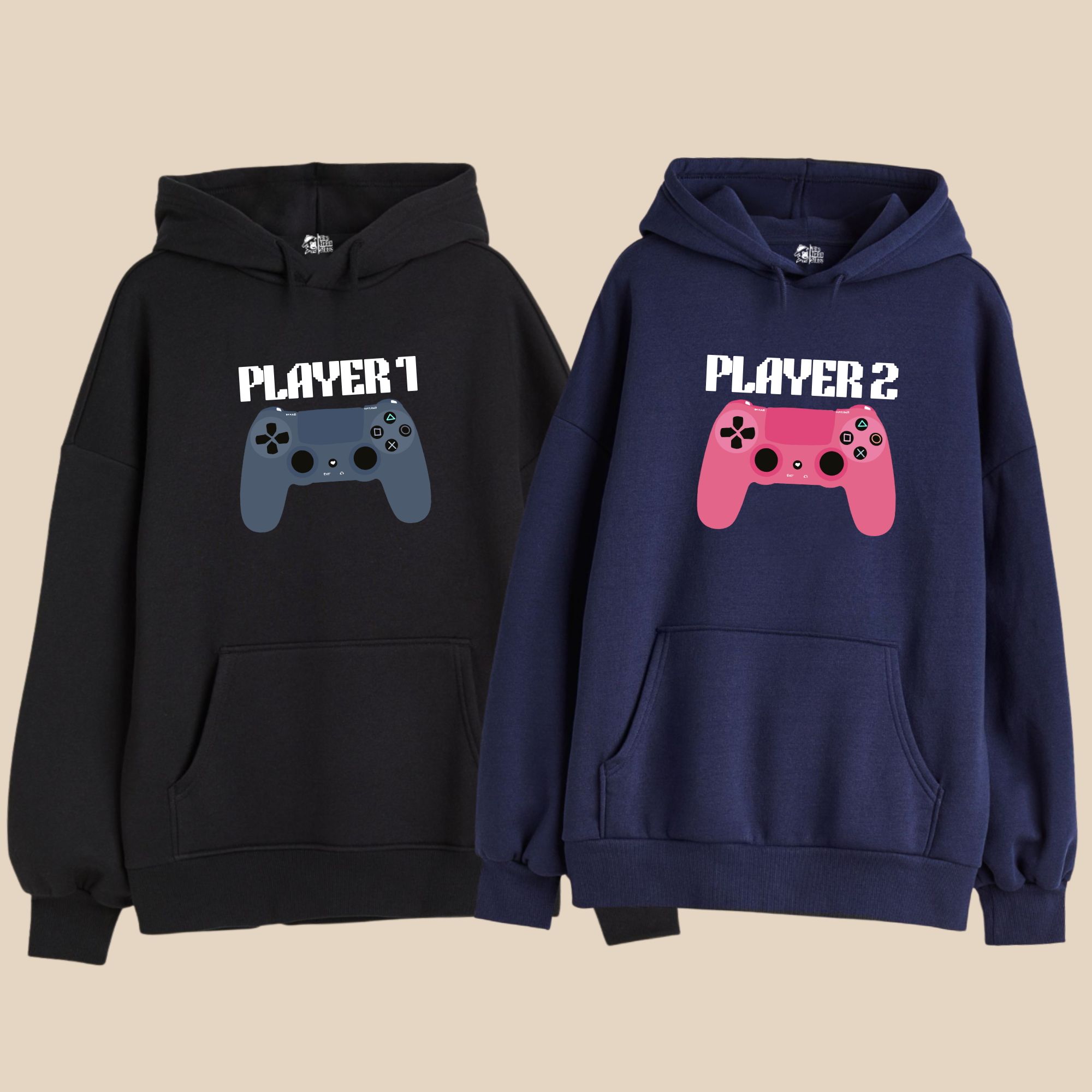 Player 1 / Player 2 – Couple Oversized Hoodies (Set of 2) | Premium 400 GSM