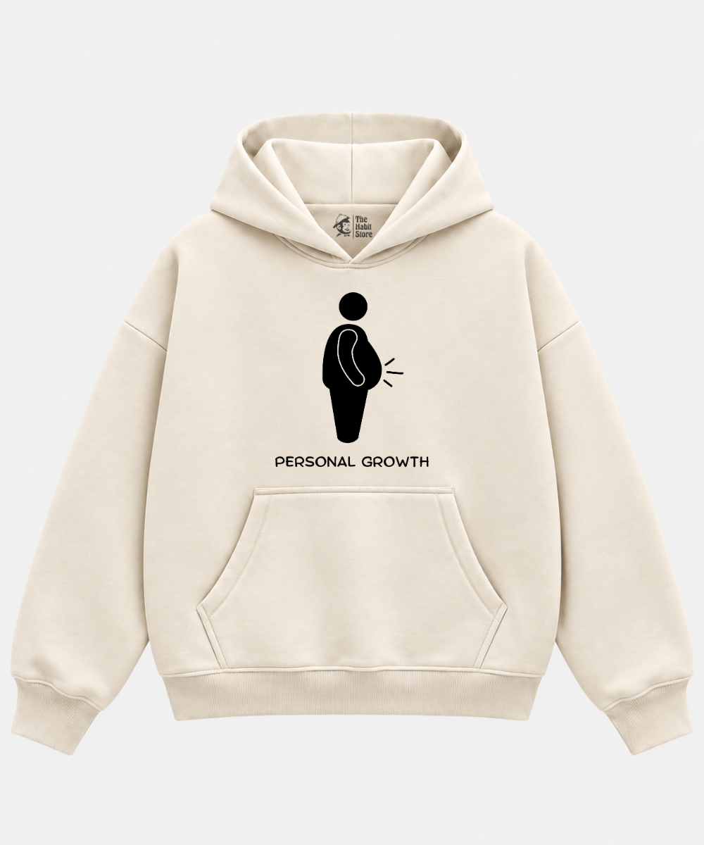 Personal Growth - Cream Boxy Hoodie – 100% Cotton Fleece