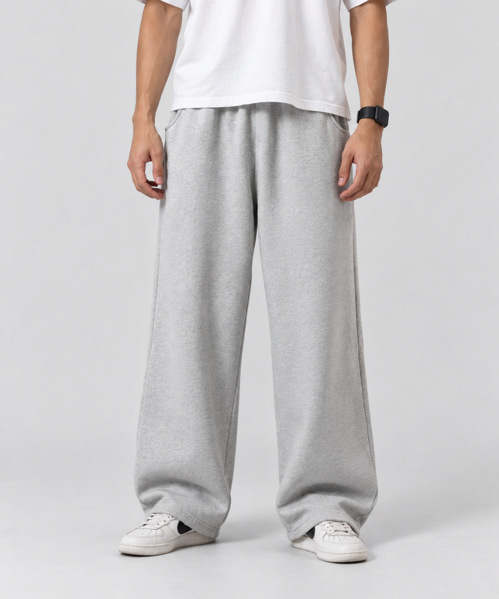 Grey Boxy Fleece Sweatpants – 100% Cotton