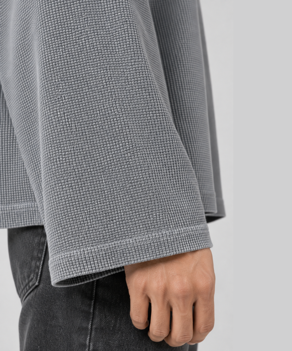 Acid Wash - Waffle Knit Oversized Full Sleeve